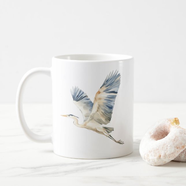 Elegant Flying Blue Herons White Kaffeetasse (Mit Donut)