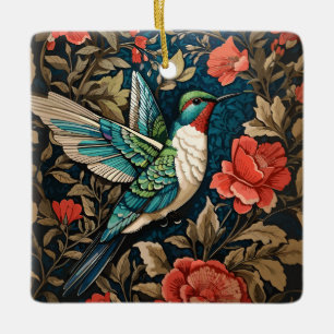 Elegant Flying Hummingbird William Morris Inspirie Keramikornament