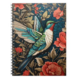 Elegant Flying Hummingbird William Morris Inspirie Notizblock