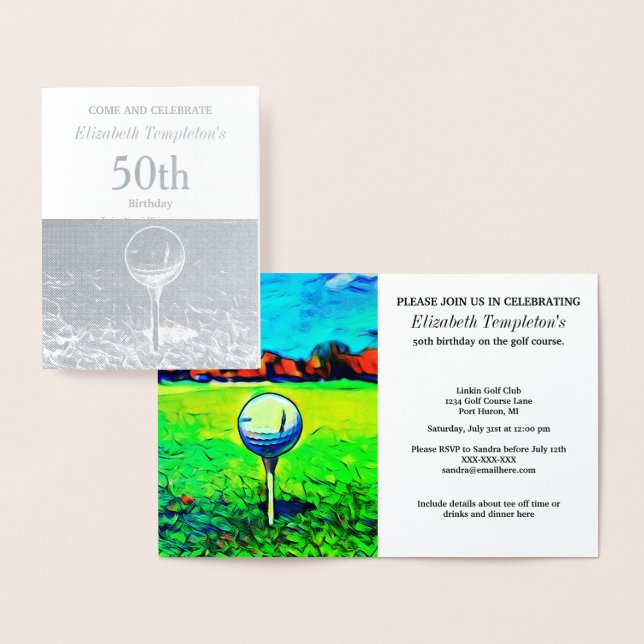 Elegant Foil Golf Hobby 50. Sport Geburtstag Folienkarte (Anzeige)