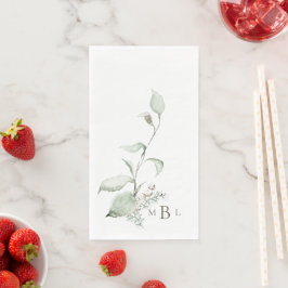 Elegant Foliage Gray Monogram Guest Handtücher Serviette