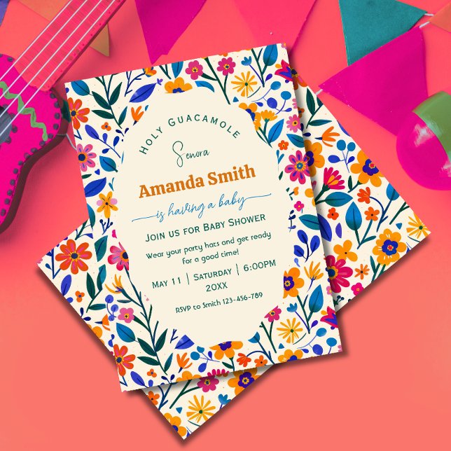 Elegant Folk Mexican Floral Baby shower invitation Einladung (Von Creator hochgeladen)