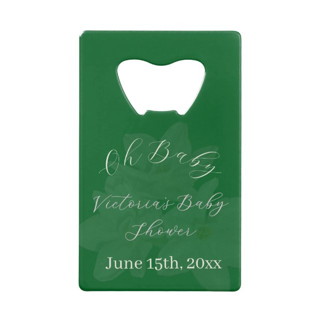 Elegant Forest Green Oh Baby Name Baby Shower  Geldbeutel Flaschenöffner (Vorderseite)