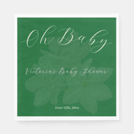 Elegant Forest Green Oh Baby Name Shower  Serviette