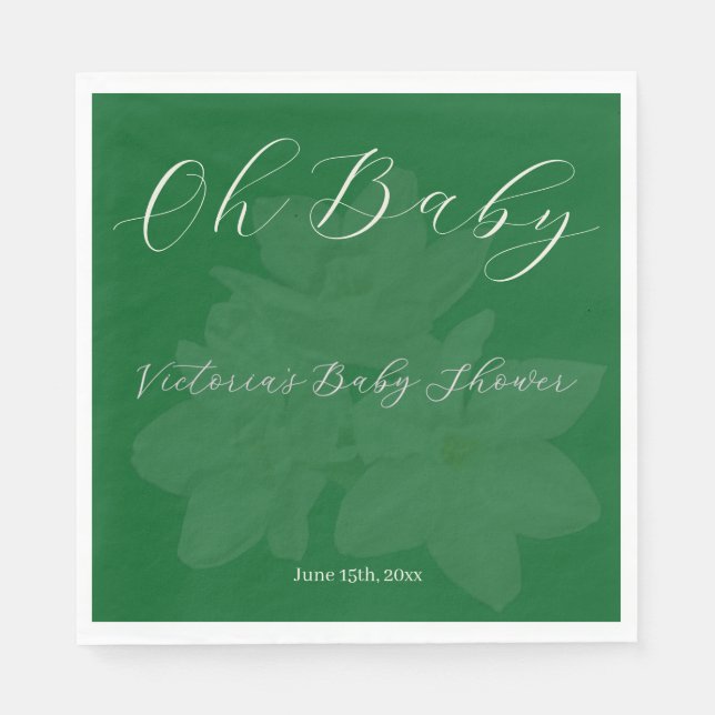 Elegant Forest Green Oh Baby Name Shower  Serviette (Vorderseite)