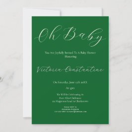 Elegant Forest Green Oh Baby Shower Invitation Einladung