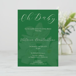 Elegant Forest Green Oh Baby Shower Invitation Einladung