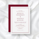 Elegant Formal Burgundy Red Wedding Einladung<br><div class="desc">Formal Burgundy Red Wedding Einladung</div>