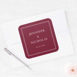 Elegant Formal Burgundy Wedding Quadratischer Aufkleber