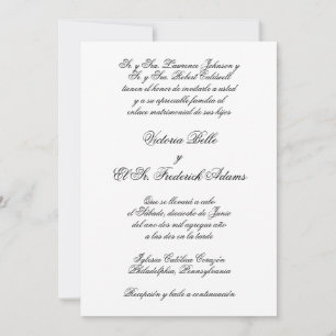 Elegant Formal Calligraphy Spanish Wedding Einladung