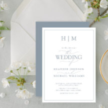 Elegant Formal Dusty Blue Calligraphy Wedding