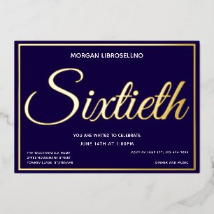 Elegant Formal Gold 60 60 Geburtstag Folieneinladung