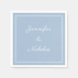Elegant Formal Powder Blue Script Wedding Serviette