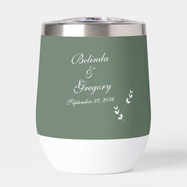 Elegant Formal Sage Olive Green Script Wedding (Vorderseite)