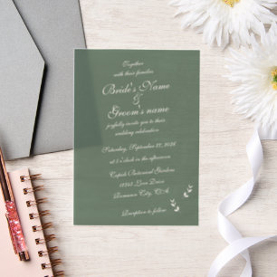 Elegant Formal Sage Olive Green Script Wedding