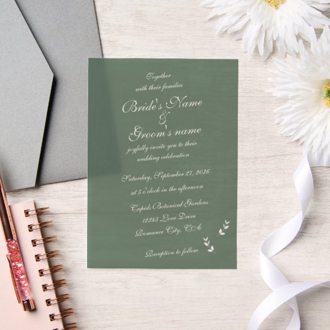 Elegant Formal Sage Olive Green Script Wedding (Hochzeit)