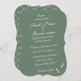 Elegant Formal Sage Olive Green Script Wedding Einladung