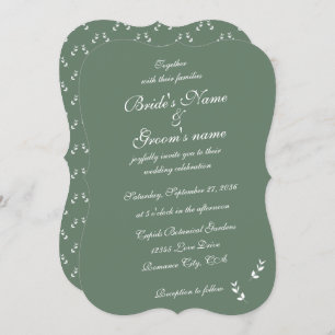 Elegant Formal Sage Olive Green Script Wedding Einladung