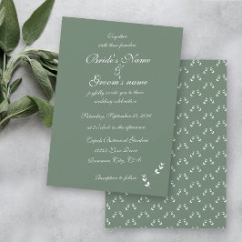 Elegant Formal Sage Olive Green Script Wedding Einladung