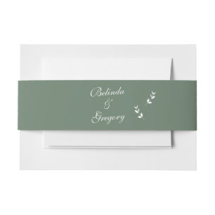 Elegant Formal Sage Olive Green Script Wedding Einladungsbanderole