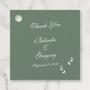 Elegant Formal Sage Olive Green Script Wedding Geschenkanhänger