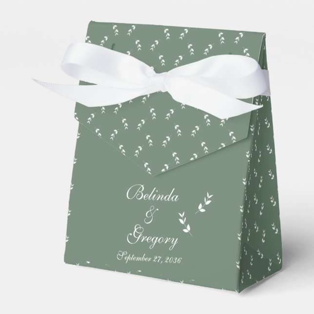 Elegant Formal Sage Olive Green Script Wedding Geschenkschachtel (Vorderseite)