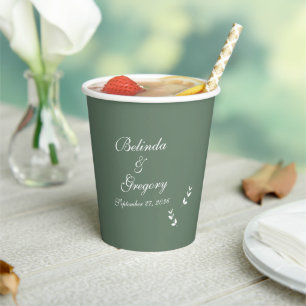 Elegant Formal Sage Olive Green Script Wedding Pappbecher