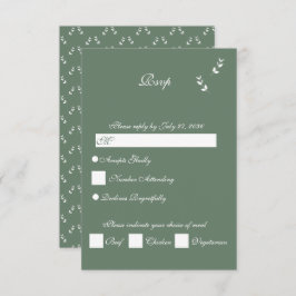 Elegant Formal Sage Olive Green Script Wedding RSVP Karte