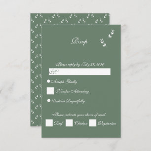 Elegant Formal Sage Olive Green Script Wedding RSVP Karte
