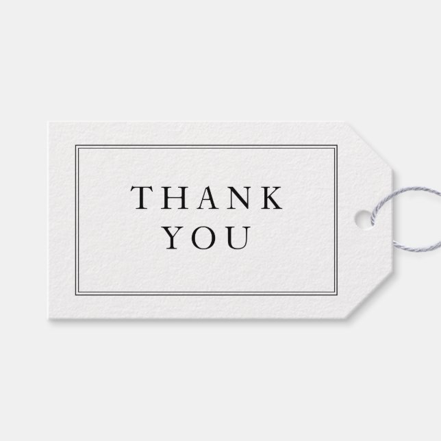 Elegant Formal Schwarz-weiß Wedding Danke Geschenkanhänger (Vorderseite (Horizontal))