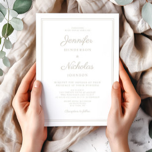Elegant Formal Taupe Script Wedding Einladung