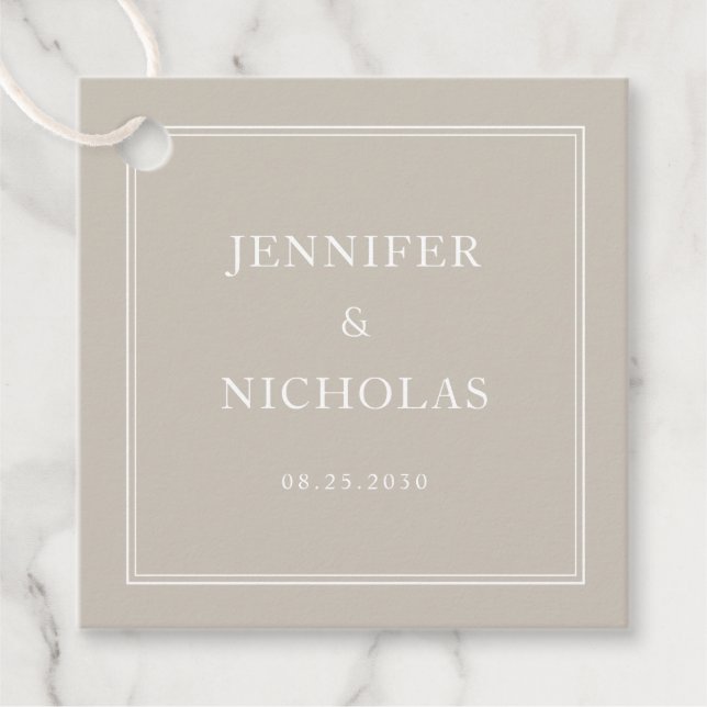 Elegant Formal Taupe Wedding Geschenkanhänger (Vorderseite)
