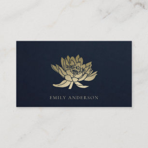 ELEGANT FORMAL TRENDIG NAVYBLAUE FALSCHGOLD LOTUS VISITENKARTE
