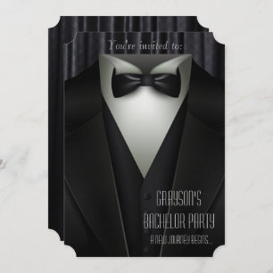 Elegant Formal Tuxedo Bachelor Party Einladung