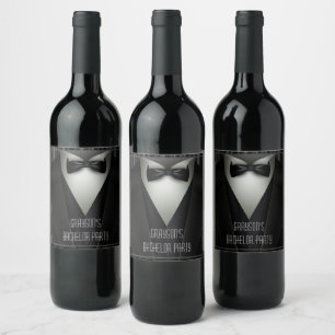 Elegant Formal Tuxedo Bachelor Party Weinetikett
