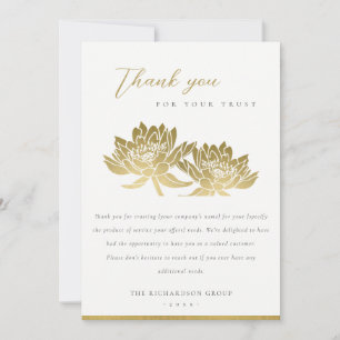 ELEGANT FORMELL FALSCHES GOLD LOTUS BLUMEN GESCHÄF DANKESKARTE