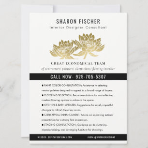 Elegant Formell Faux Gold Lotus Blumen Geschäftlic Einladung