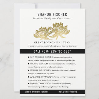 Elegant Formell Faux Gold Lotus Blumen Geschäftlic Einladung
