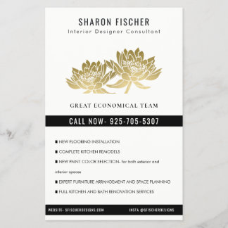 Elegant Formell Faux Gold Lotus Blumen Geschäftlic Flyer