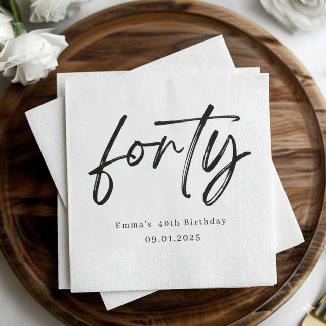 Elegant Forty Birthday Party Napkins Serviette (Von Creator hochgeladen)