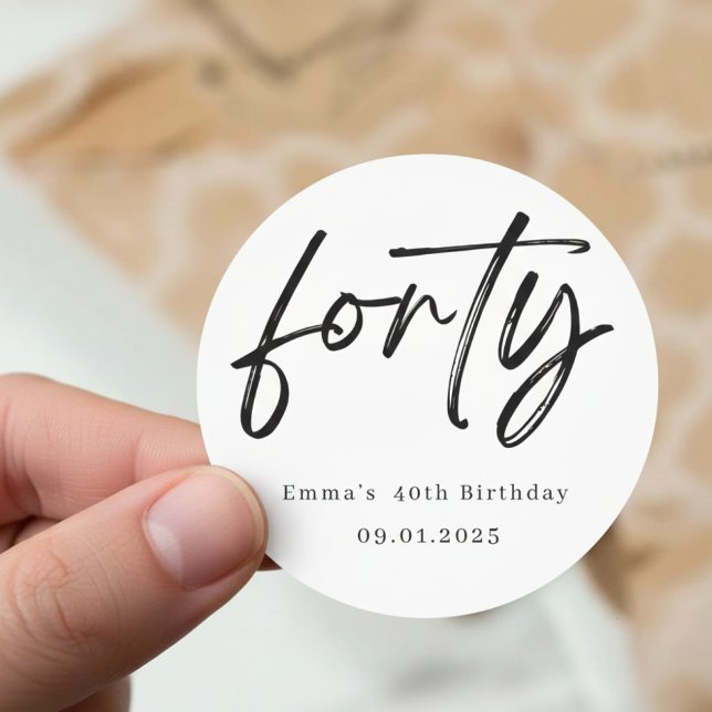 Elegant Forty Birthday Party Stickers (Von Creator hochgeladen)