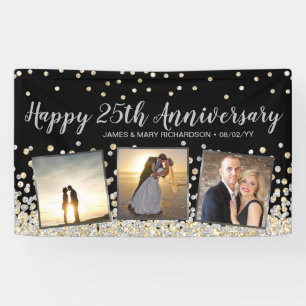 Elegant Foto Collage Gold Silber 25 Jahre Banner