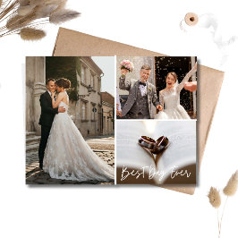Elegant Foto Collage Wedding Vielen Dank Postkarte