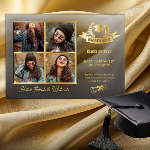 Elegant Four Foto Schwarz Verlauf Gold Abschluss Acryleinladungen