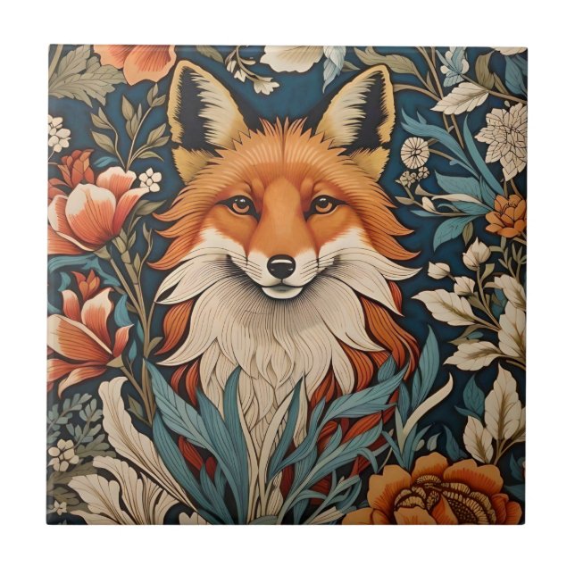 Elegant Fox William Morris Inspiriert Fliese (Vorderseite)