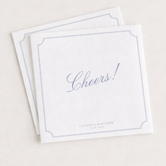 Elegant Frame Blue Wedding Napkins Serviette (Von Creator hochgeladen)