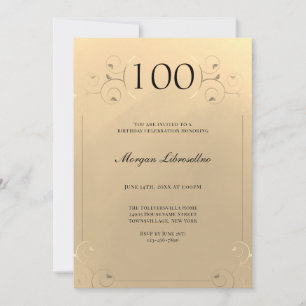 Elegant Frame Gold 100. Geburtstag Einladung