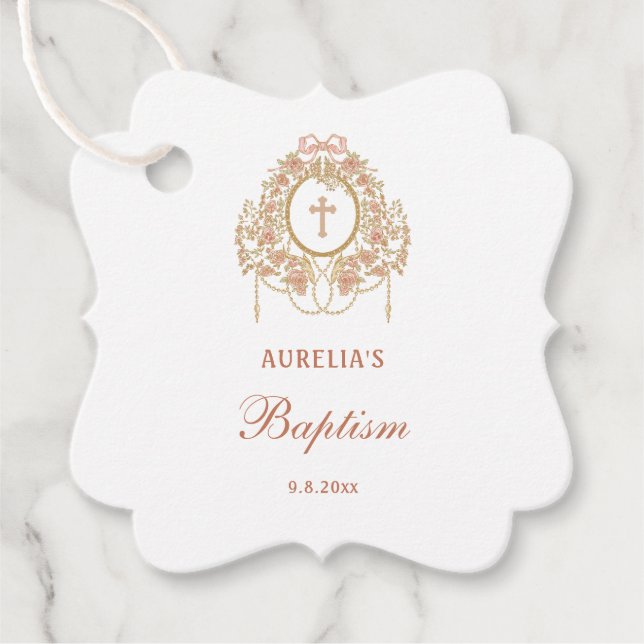 Elegant Frame Holy Cross Baptism Geschenkanhänger (Vorderseite)
