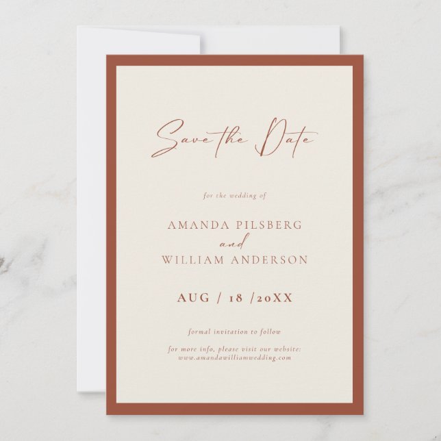 Elegant Frame Modern Save The Date Card (Vorderseite)