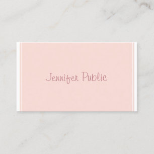 Elegant Freehand Script Sleek Design Pink Schlicht Visitenkarte